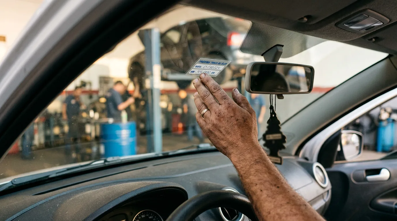 Etiqueta de Troca de Óleo: por que a Comum Deixa Cola no Vidro