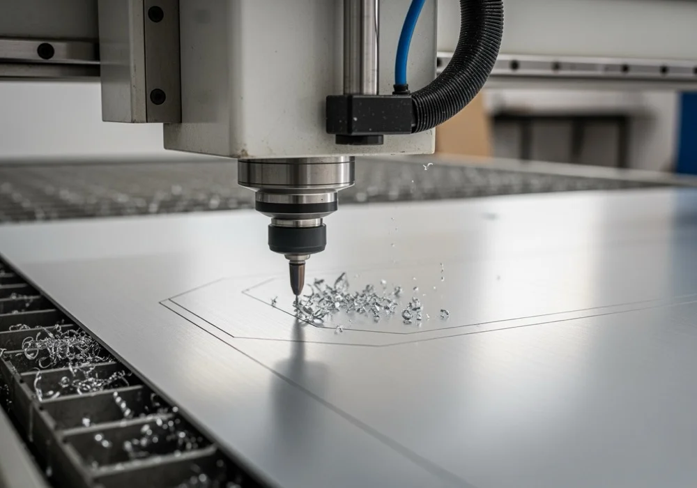 Corte CNC e Acabamento — linha de produção Adesiva